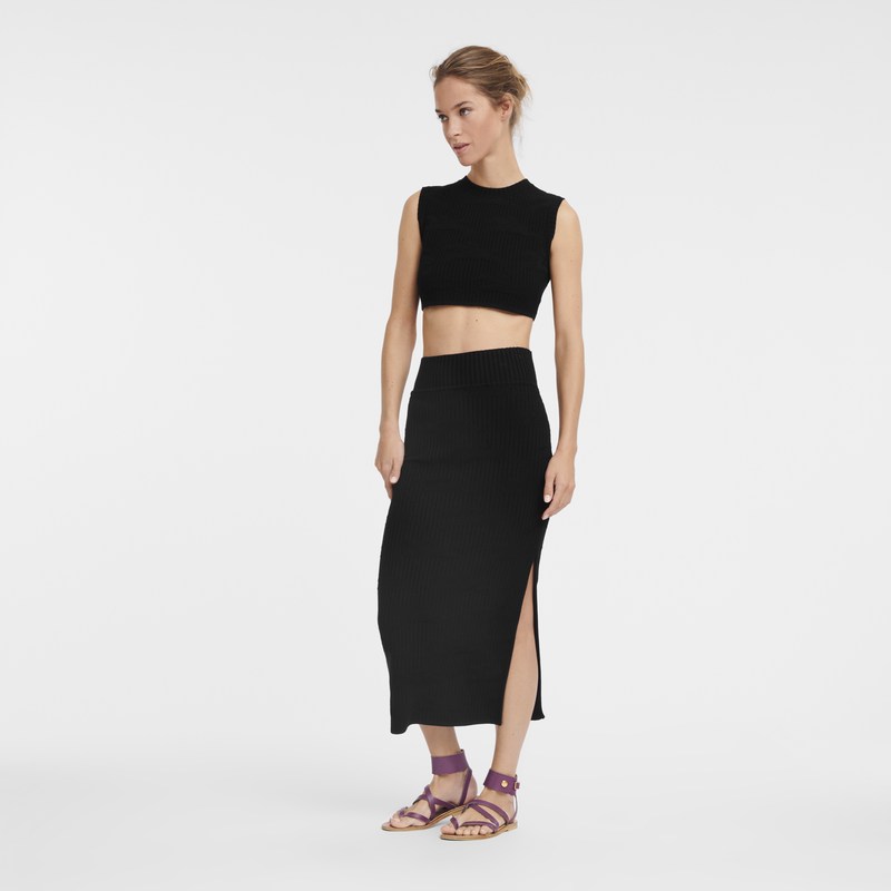 Black Longchamp Midi skirt - Knit Women Dresses & Skirts | 165804OFE