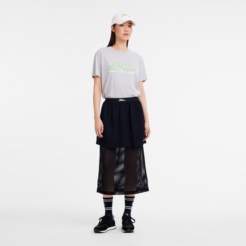 Black Longchamp Midi skirt - Mesh Women Dresses & Skirts | 516702BSD