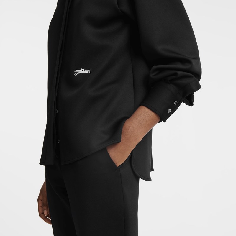 Black Longchamp Shirt - Jersey Women Tops & Blouses | 462710RHL