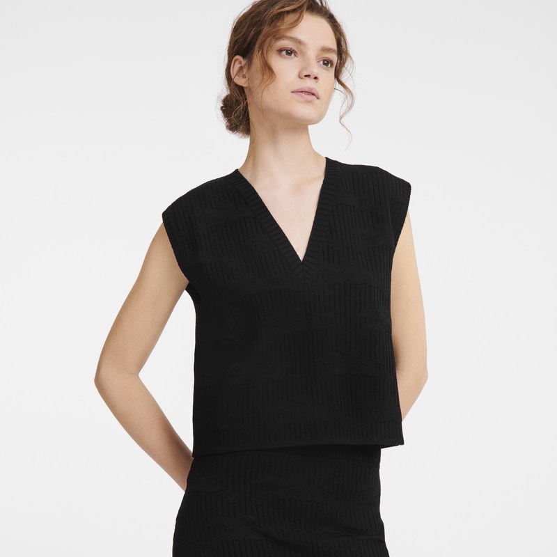 Black Longchamp Sleeveless sweater - Knit Women Tops & Blouses | 435607XTV