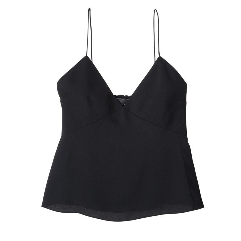 Black Longchamp Thin strap top - Crepe de Chine Women Tops & Blouses | 759360OCK