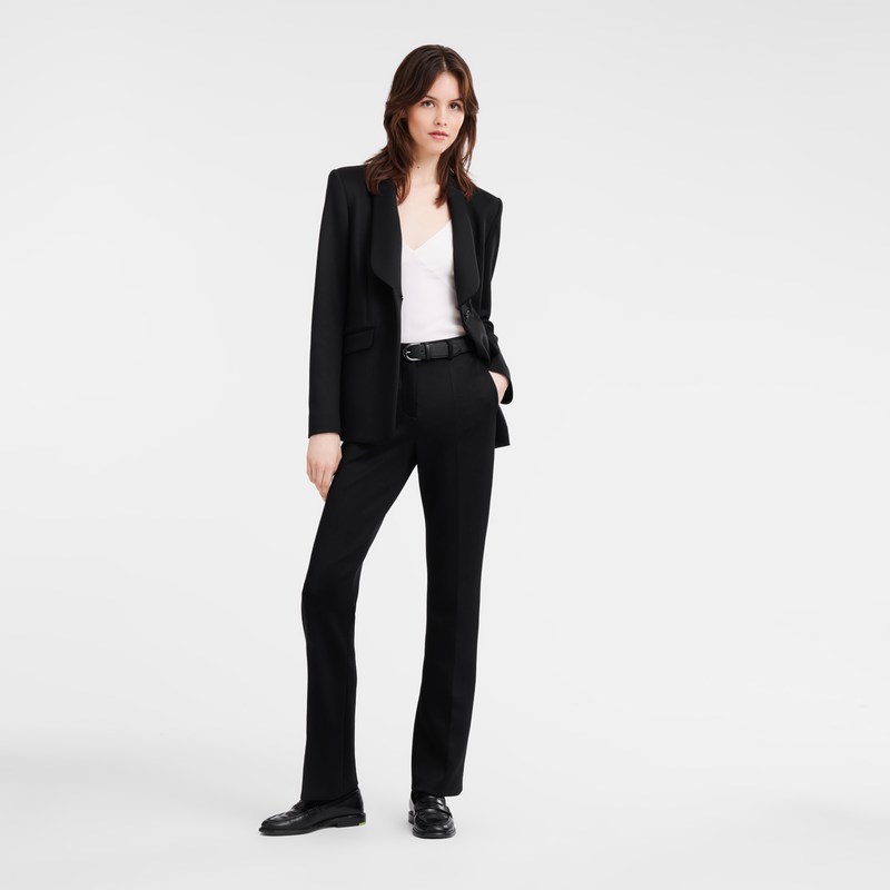 Black Longchamp Trousers - Jersey Women Trousers & shorts | 791208ZHD