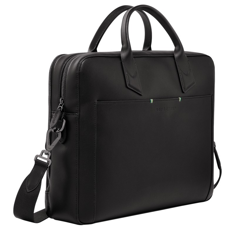 Black Longchamp sur Seine M - Leather Men Briefcase | 180254UKP