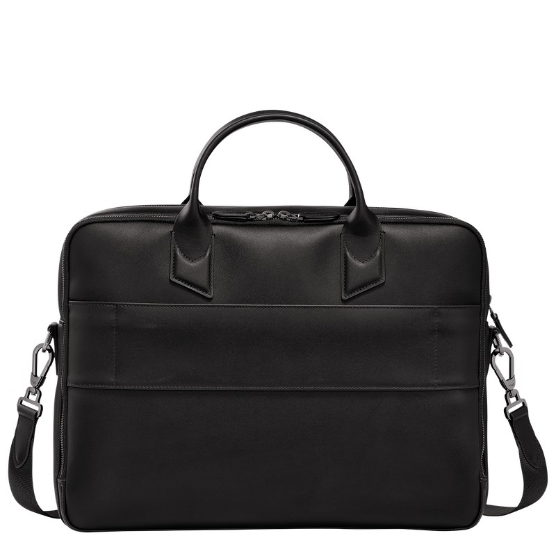 Black Longchamp sur Seine M - Leather Men Briefcase | 180254UKP