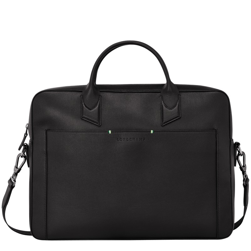 Black Longchamp sur Seine M - Leather Men Briefcase | 180254UKP