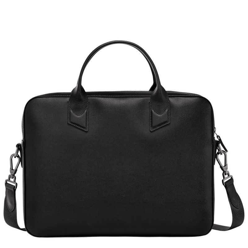 Black Longchamp sur Seine - Leather Men Briefcase | 405912TOL