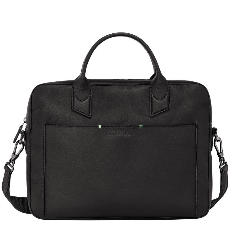 Black Longchamp sur Seine - Leather Men Briefcase | 405912TOL