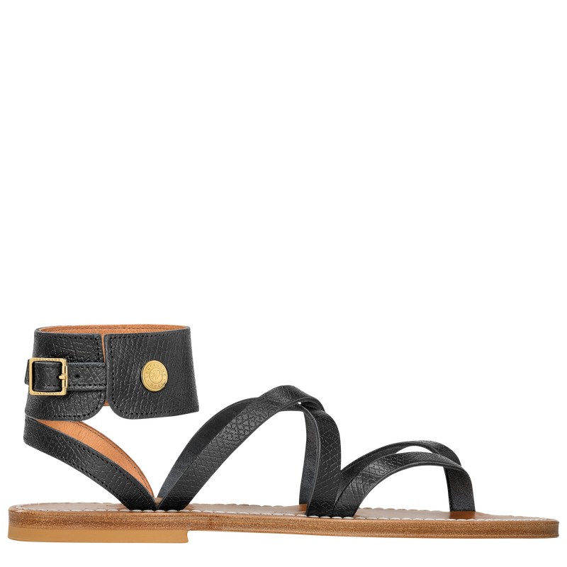 Black Longchamp x K.Jacques Sandals - Leather Women Sandals | 243760DRV