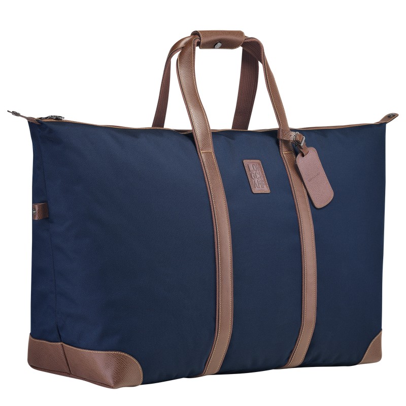 Blue Longchamp Boxford L - Recycled canvas Men Travel bags | 296350YOK