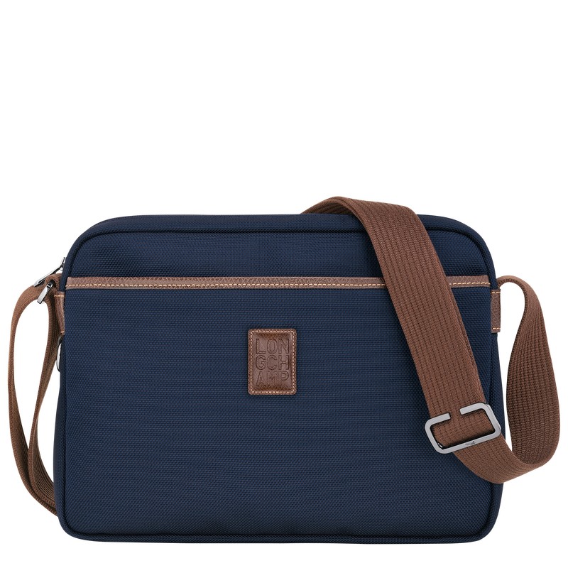 Blue Longchamp Boxford M Camera bag - Recycled canvas Men Crossbody bags | 591867CFT