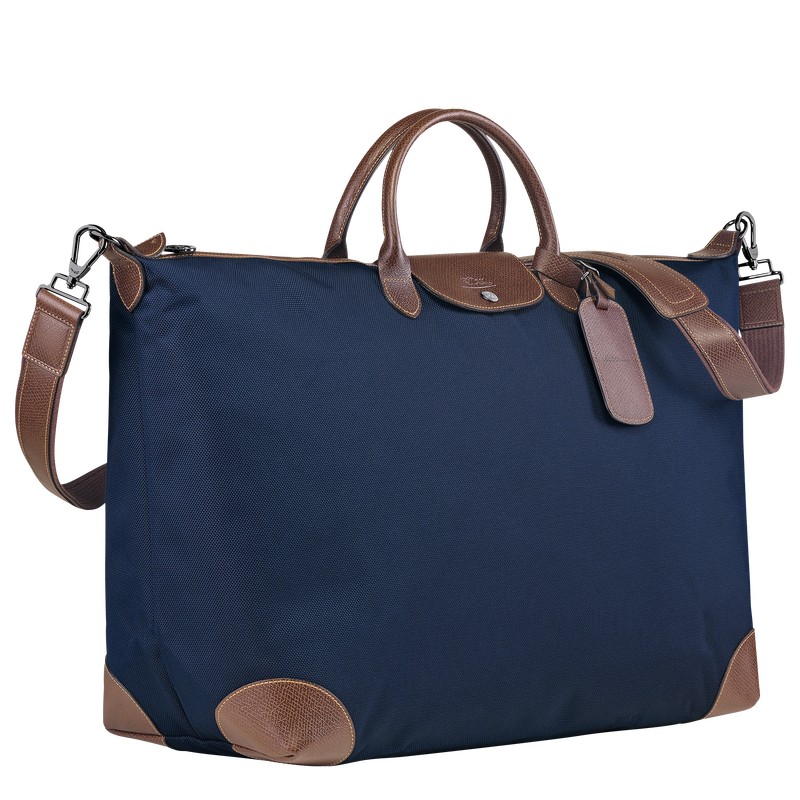 Blue Longchamp Boxford M - Recycled canvas Men Travel bags | 673489IFC