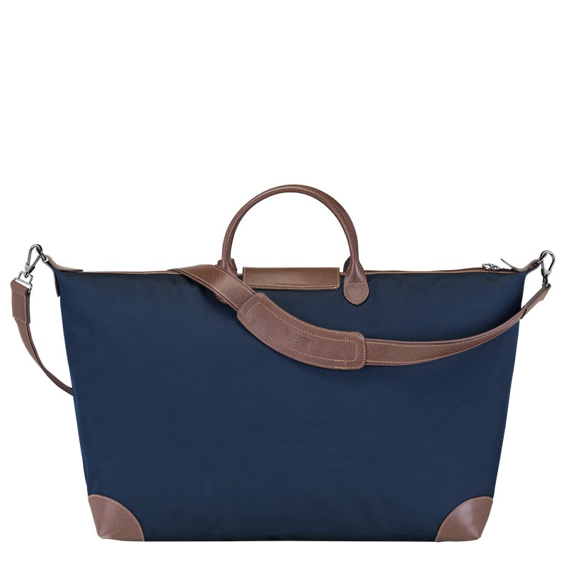 Blue Longchamp Boxford M - Recycled canvas Men Travel bags | 673489IFC