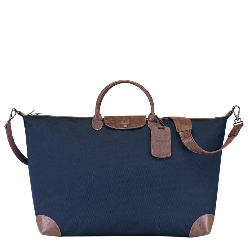 Blue Longchamp Boxford M - Recycled canvas Men Travel bags | 673489IFC