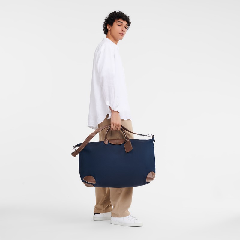 Blue Longchamp Boxford S - Recycled canvas Men Travel bags | 241570KHD