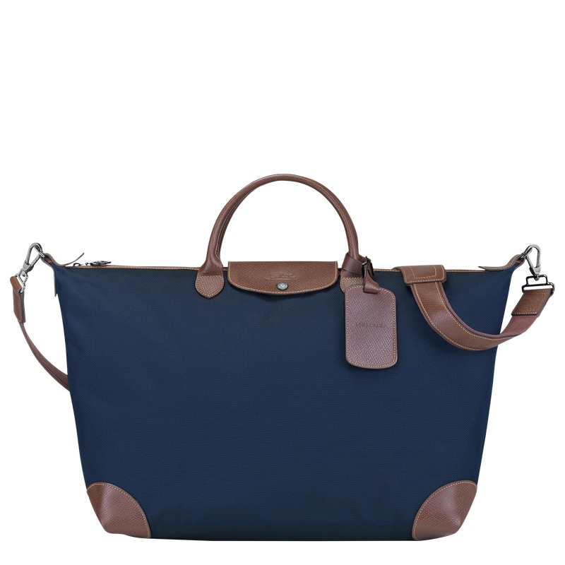 Blue Longchamp Boxford S - Recycled canvas Men Travel bags | 241570KHD