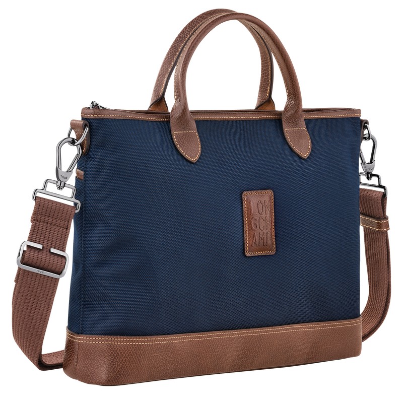 Blue Longchamp Boxford S - Recycled canvas Men Briefcase | 561849MYE