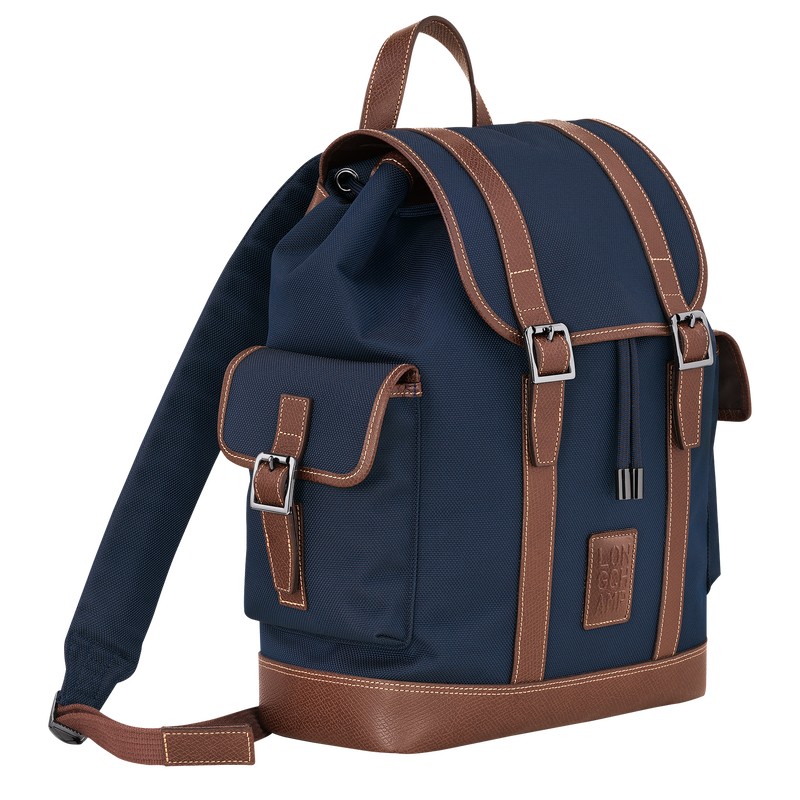 Blue Longchamp Boxford - Recycled canvas Men Backpacks | 094682HDF