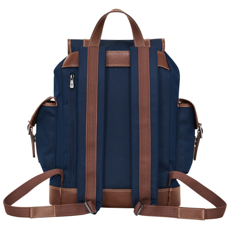 Blue Longchamp Boxford - Recycled canvas Men Backpacks | 094682HDF