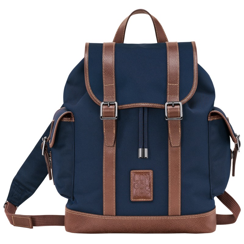 Blue Longchamp Boxford - Recycled canvas Men Backpacks | 094682HDF