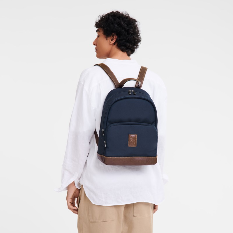 Blue Longchamp Boxford - Recycled canvas Men Backpacks | 387126QOC