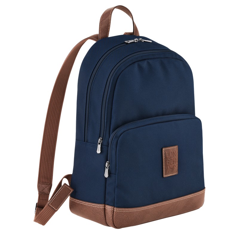 Blue Longchamp Boxford - Recycled canvas Men Backpacks | 387126QOC