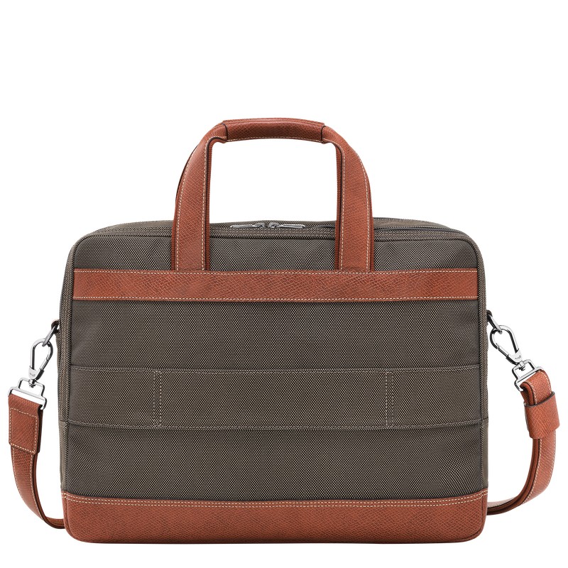 Brown Longchamp Boxford L - Recycled canvas Men Briefcase | 241079HTD