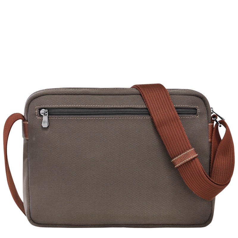 Brown Longchamp Boxford M Camera bag - Recycled canvas Men Crossbody bags | 812974AFE