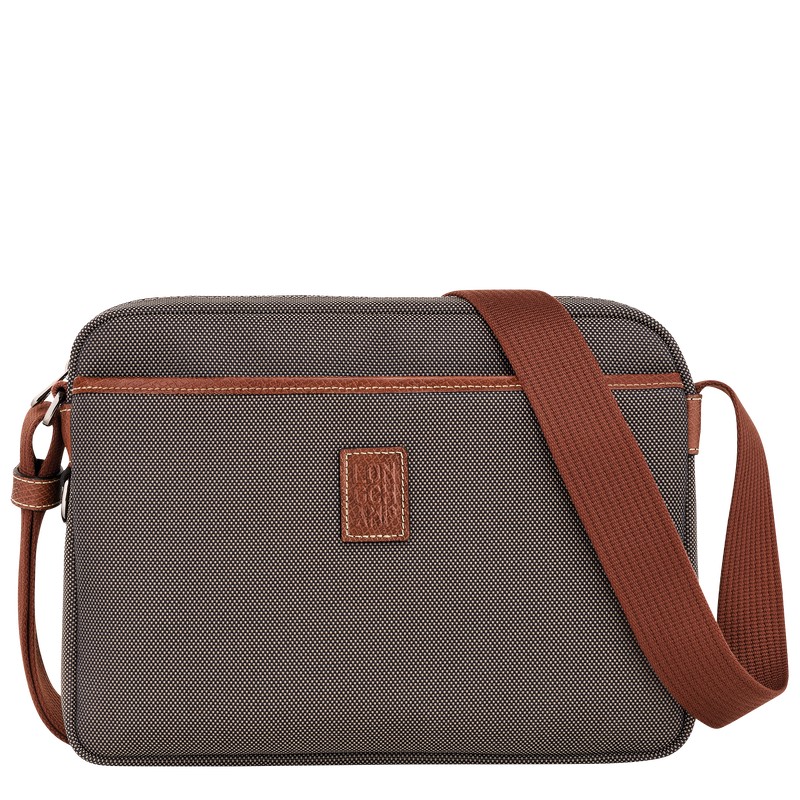 Brown Longchamp Boxford M Camera bag - Recycled canvas Men Crossbody bags | 812974AFE