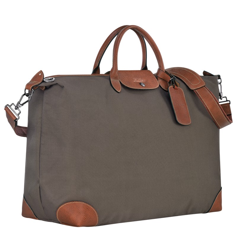 Brown Longchamp Boxford M - Recycled canvas Men Travel bags | 059132GNQ