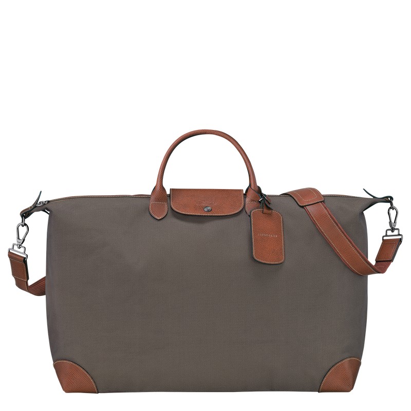 Brown Longchamp Boxford M - Recycled canvas Men Travel bags | 059132GNQ