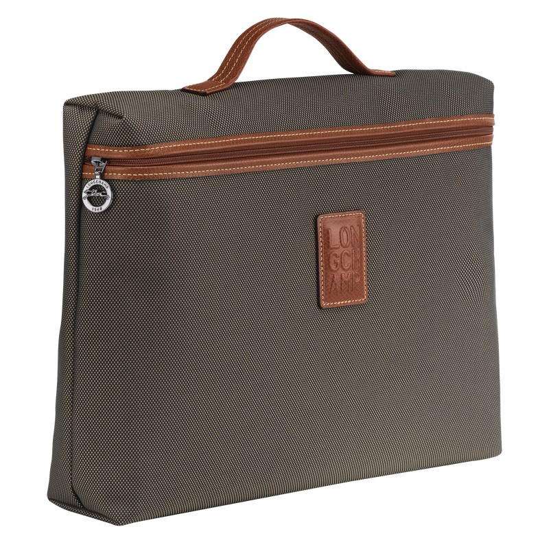 Brown Longchamp Boxford S - Recycled canvas Men Briefcase | 421697FGZ