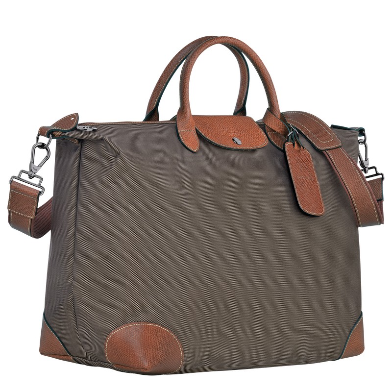 Brown Longchamp Boxford S - Recycled canvas Men Travel bags | 312695SAX