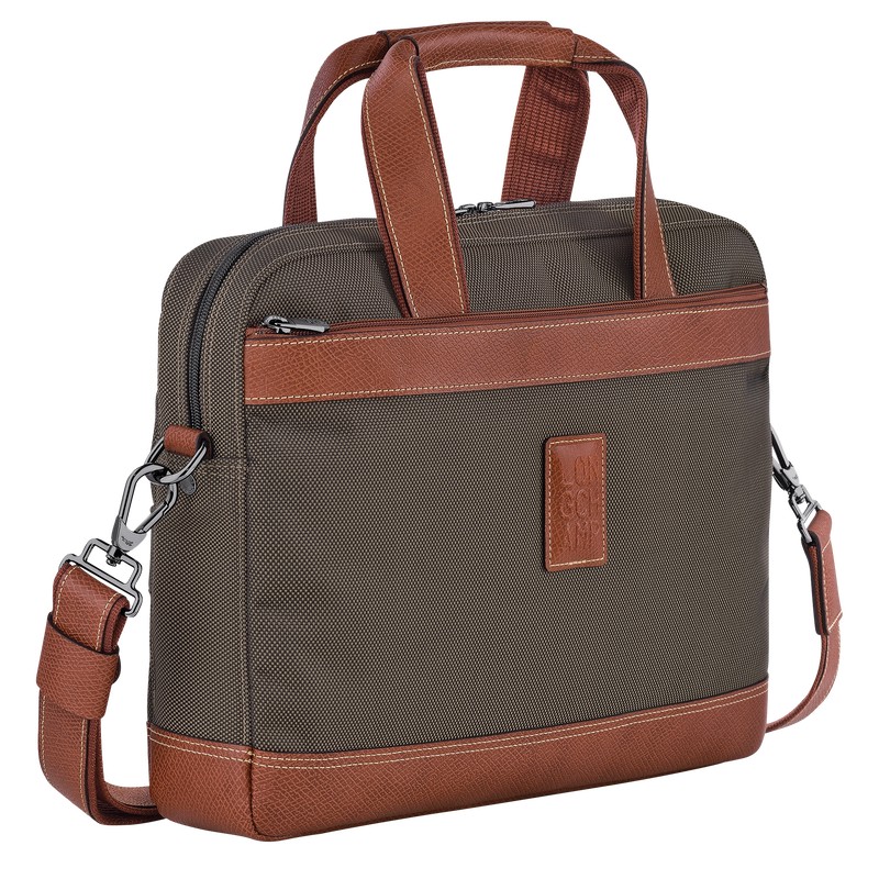 Brown Longchamp Boxford S - Recycled canvas Men Briefcase | 482760BZU