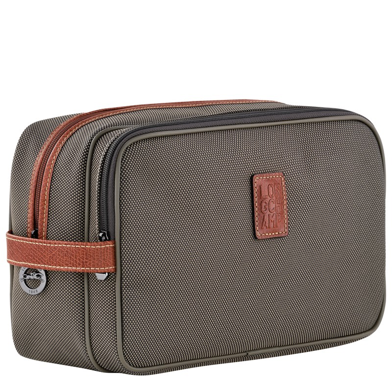 Brown Longchamp Boxford - Recycled canvas Women Toiletry bags | 423507RCL