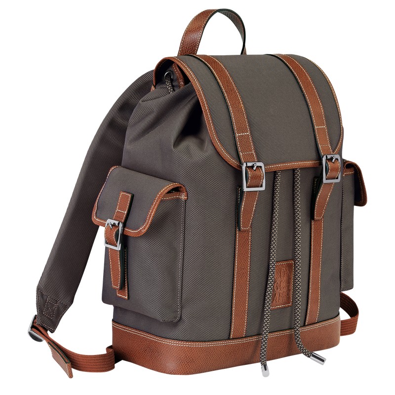 Brown Longchamp Boxford - Recycled canvas Men Backpacks | 690421FME