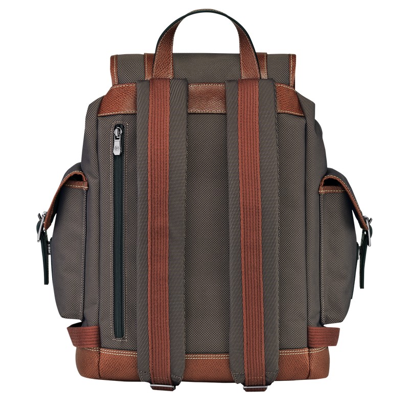 Brown Longchamp Boxford - Recycled canvas Men Backpacks | 690421FME