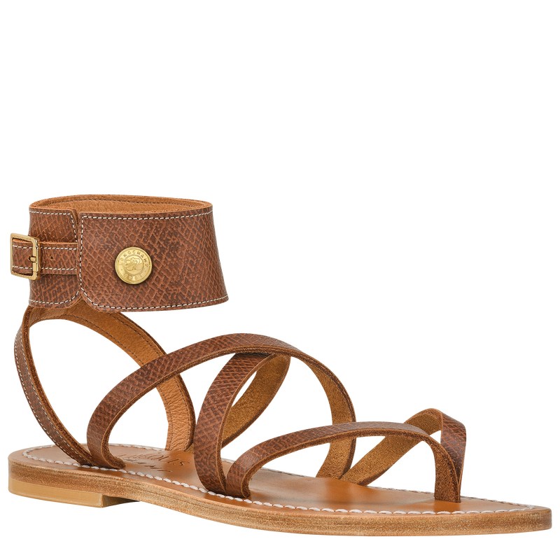 Brown Longchamp x K.Jacques Sandals - Leather Women Sandals | 716940HKM