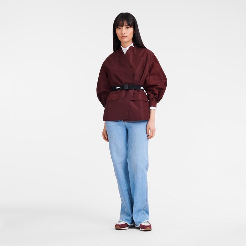 Burgundy Longchamp Kimono jacket - Technical taffeta Women Coats & Jackets | 106987XRY