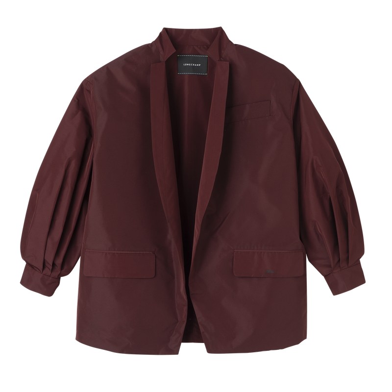 Burgundy Longchamp Kimono jacket - Technical taffeta Women Coats & Jackets | 106987XRY