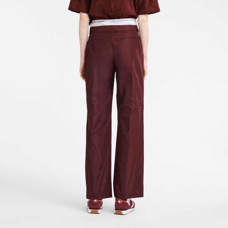 Burgundy Longchamp Straight pants with patch - Technical taffeta Women Trousers & shorts | 872549VNS