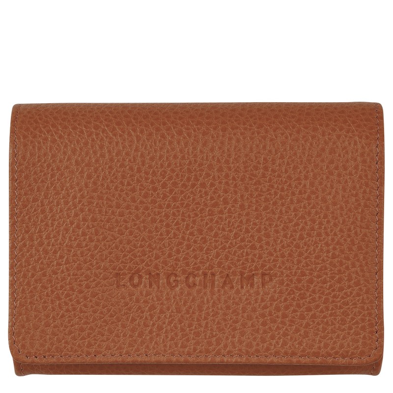 Caramel Longchamp Le Foulonné Coin purse - Leather Women Cardholders & Coin purses | 134286NYX