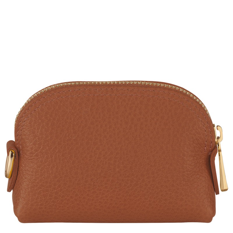 Caramel Longchamp Le Foulonné Coin purse - Leather Women Cardholders & Coin purses | 109378BDO