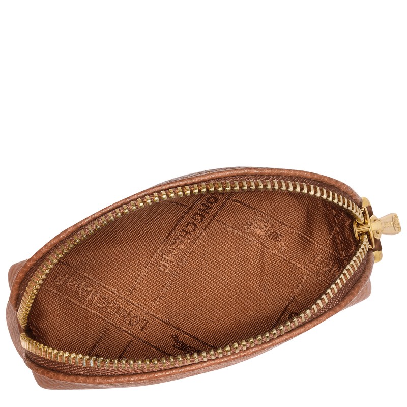 Caramel Longchamp Le Foulonné Coin purse - Leather Women Cardholders & Coin purses | 109378BDO