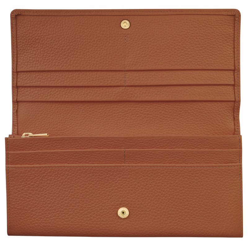 Caramel Longchamp Le Foulonné Continental - Leather Women Wallets | 213768UBA