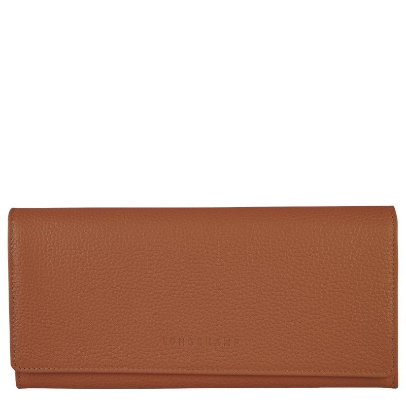 Caramel Longchamp Le Foulonné Continental - Leather Women Wallets | 213768UBA