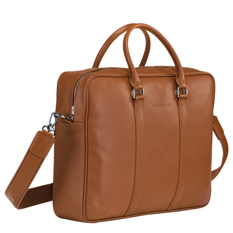 Caramel Longchamp Le Foulonné M - Leather Men Briefcase | 319604WYX