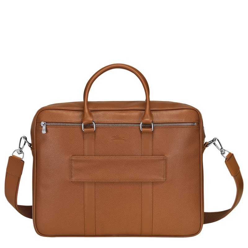 Caramel Longchamp Le Foulonné M - Leather Men Briefcase | 319604WYX