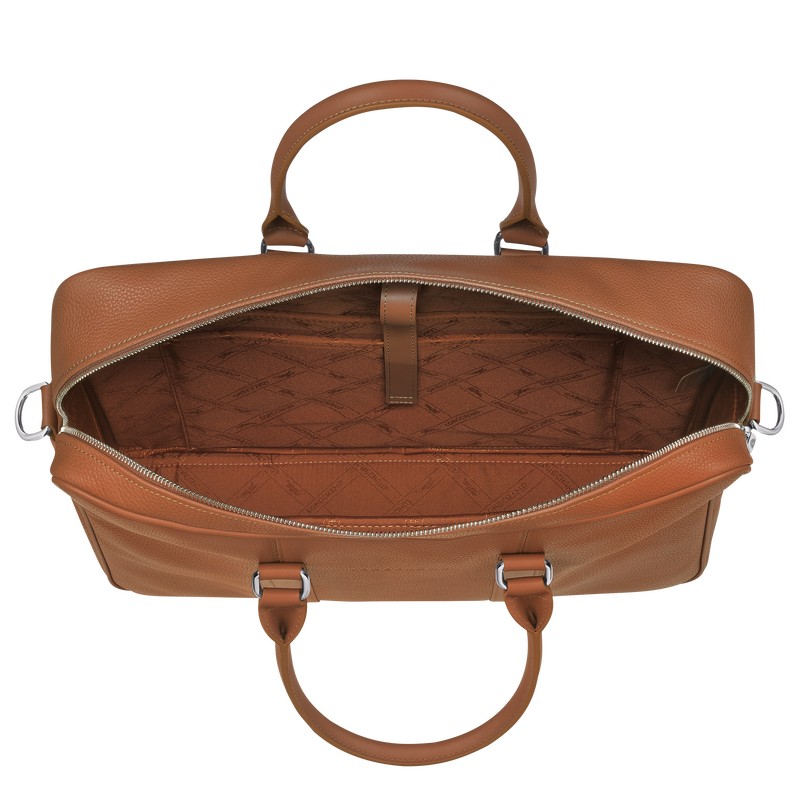 Caramel Longchamp Le Foulonné M - Leather Men Briefcase | 319604WYX