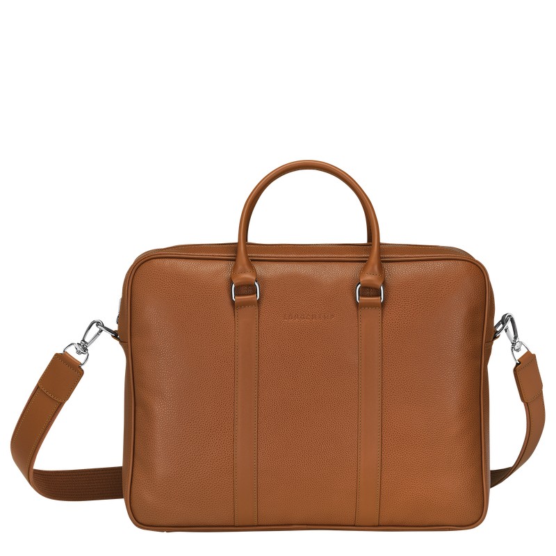 Caramel Longchamp Le Foulonné M - Leather Men Briefcase | 319604WYX