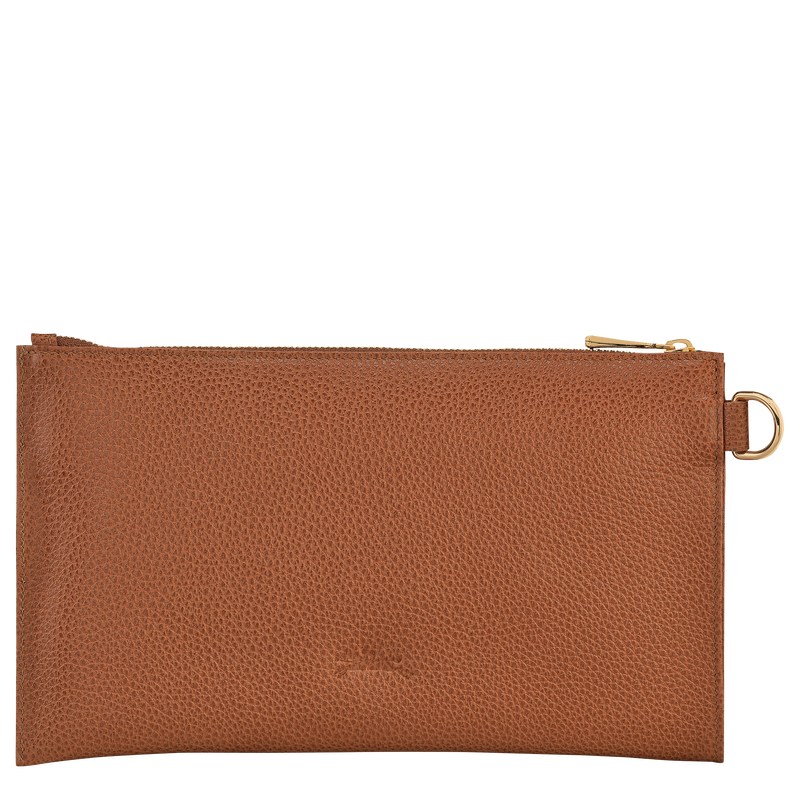 Caramel Longchamp Le Foulonné Pouch - Leather Women Pouches & Cases | 389764SWI